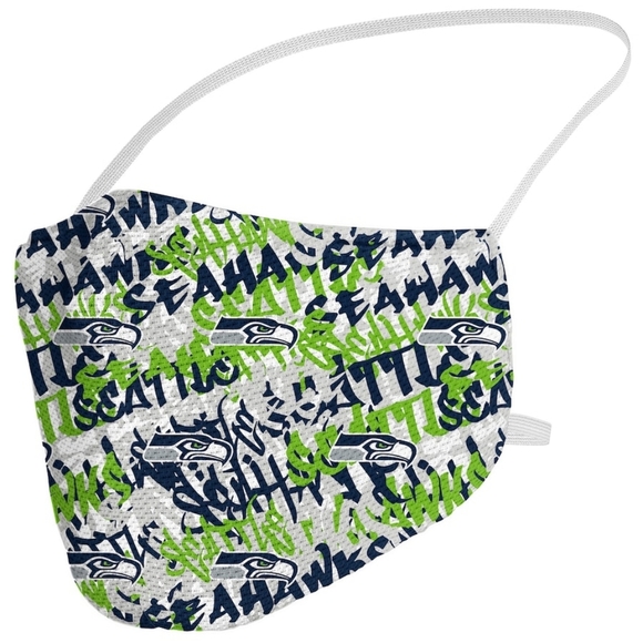 SEATTLE Seahawks Fanatics Branded Adult Official Logo Face Covering 3-Pack - Picture 3 of 9